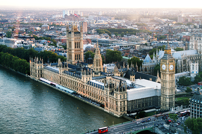 Big Ben and Houses of Parliament On River Thames