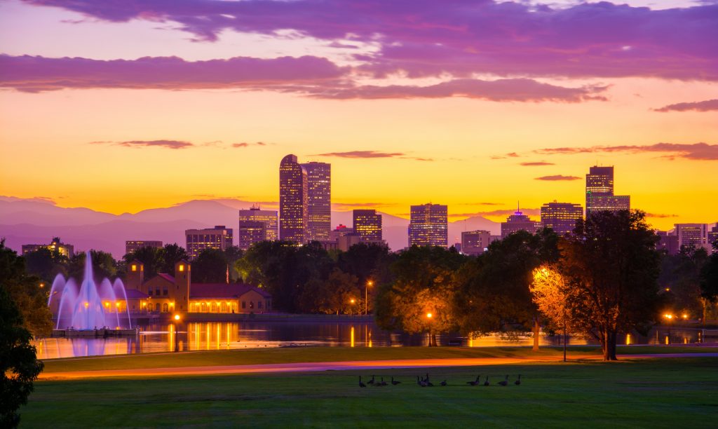 Denver downtown skyline at twilight