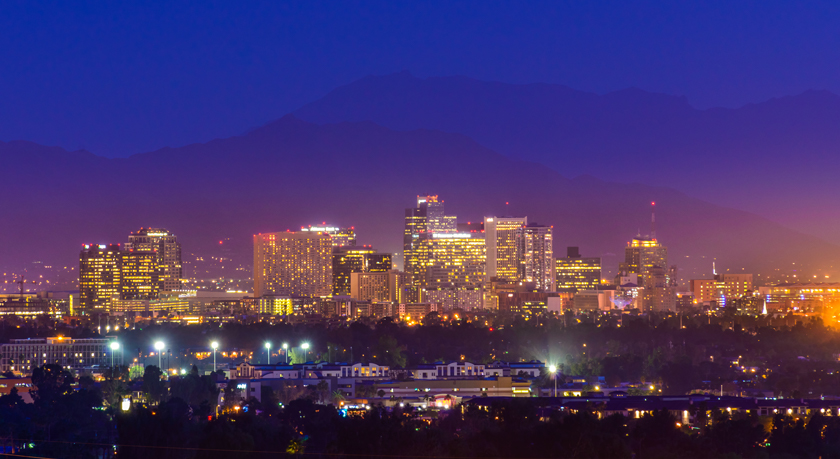 Downtown Phoenix, Arizona at night