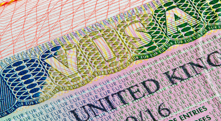 United Kingdom visa stamp on passport