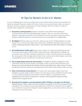 10 Tips for Renters in the U.S. Market