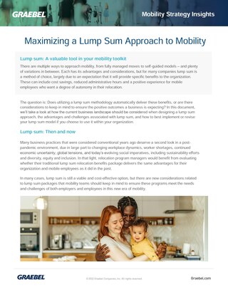Maximizing a Lump Sum Approach to Mobility